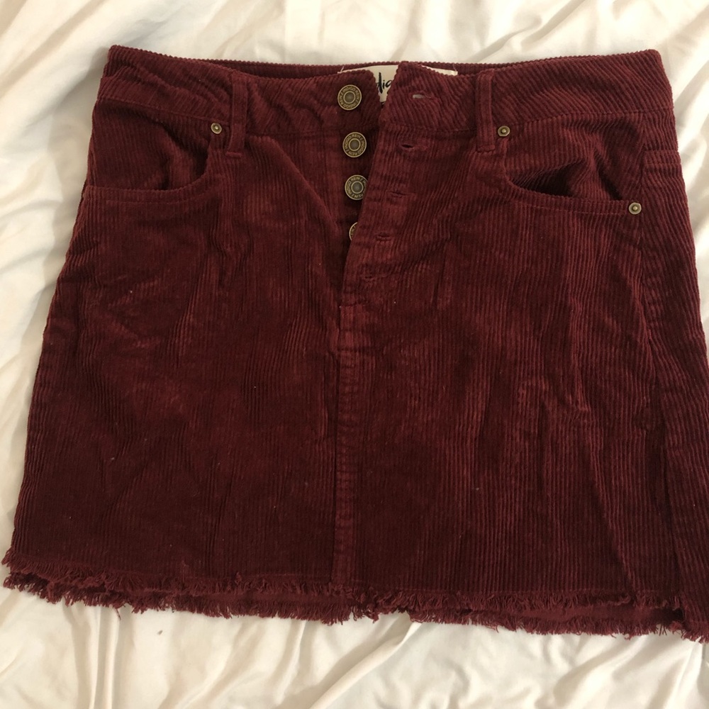 Maroon Corduroy Mini Skirt